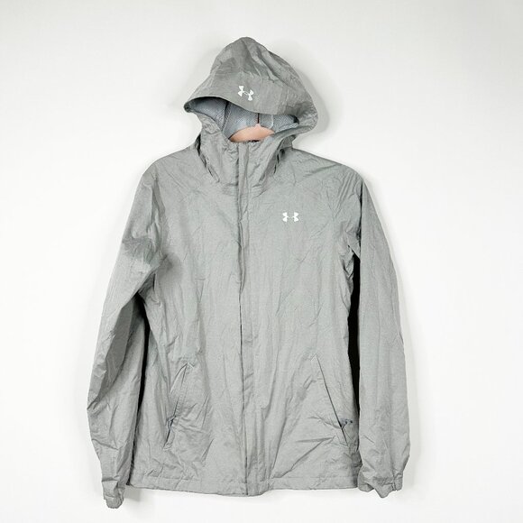 Under Armour Overlook Storm Jacket Hooded Windbreaker Gray Small #BAG3 - Picture 2 of 7